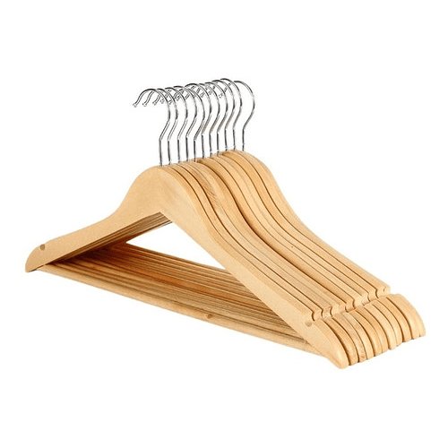 Pack 10 Colgadores De Madera Ganchos Perchero Ropa