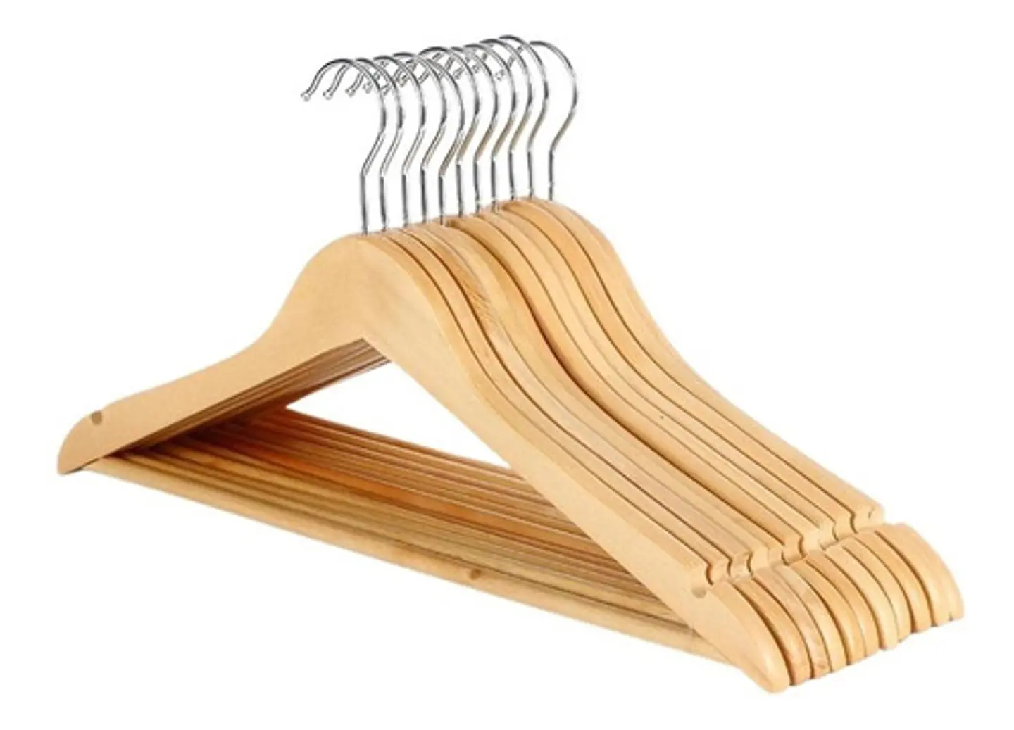 Pack 10 Colgadores De Madera Ganchos Perchero Ropa 1