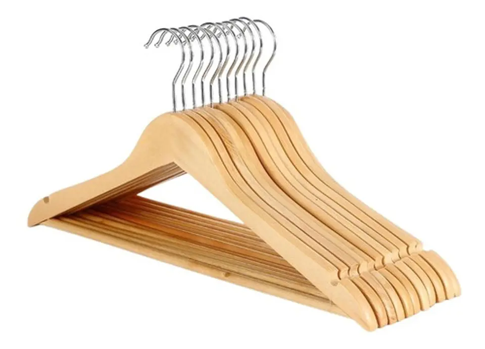 Pack 10 Colgadores De Madera Ganchos Perchero Ropa 1