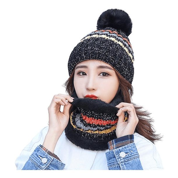 Set Calentador De Gorro Con Bufanda Para Mujer Invierno 1