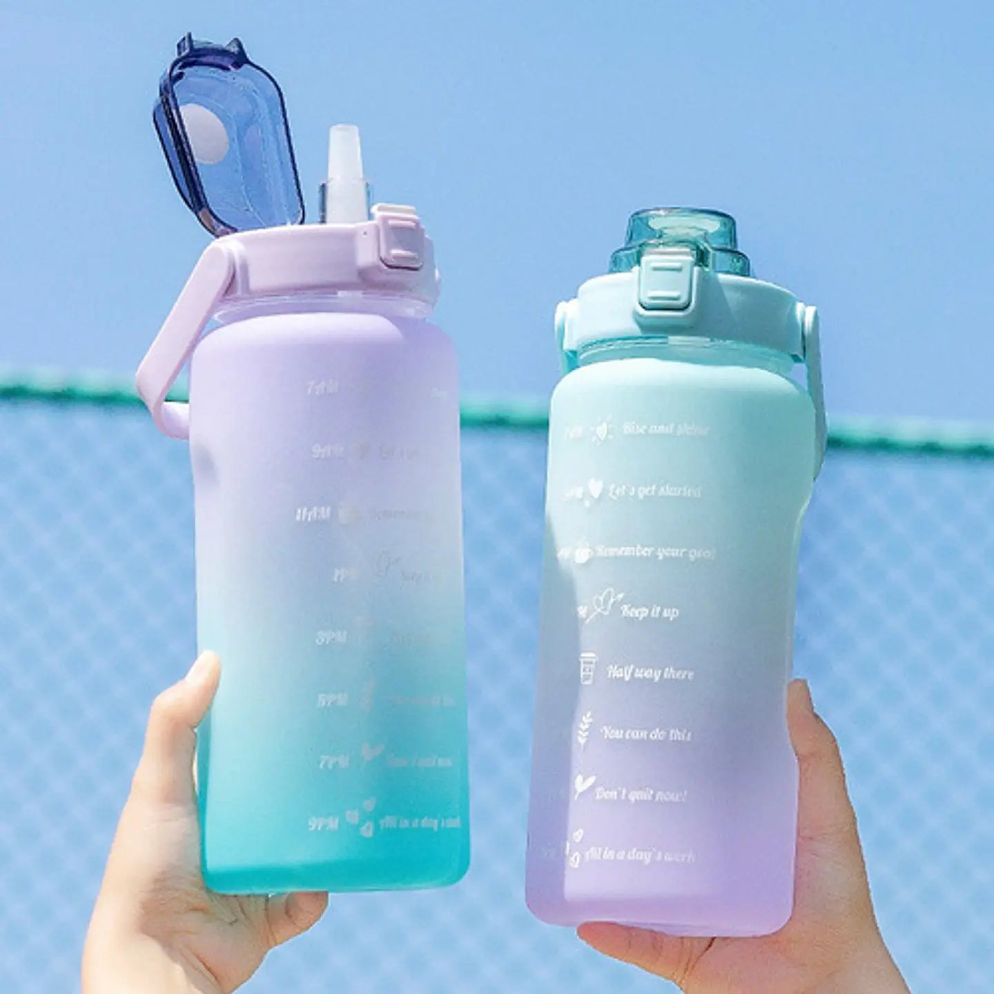Botella De Agua De 2 Litros Con Pajita Fitness 7