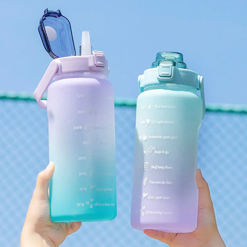Botella De Agua De 2 Litros Con Pajita Fitness 7