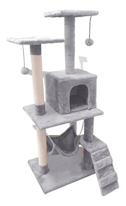 Rascador Torre Gato Arbol Trepador Terciopelo + Hamaca