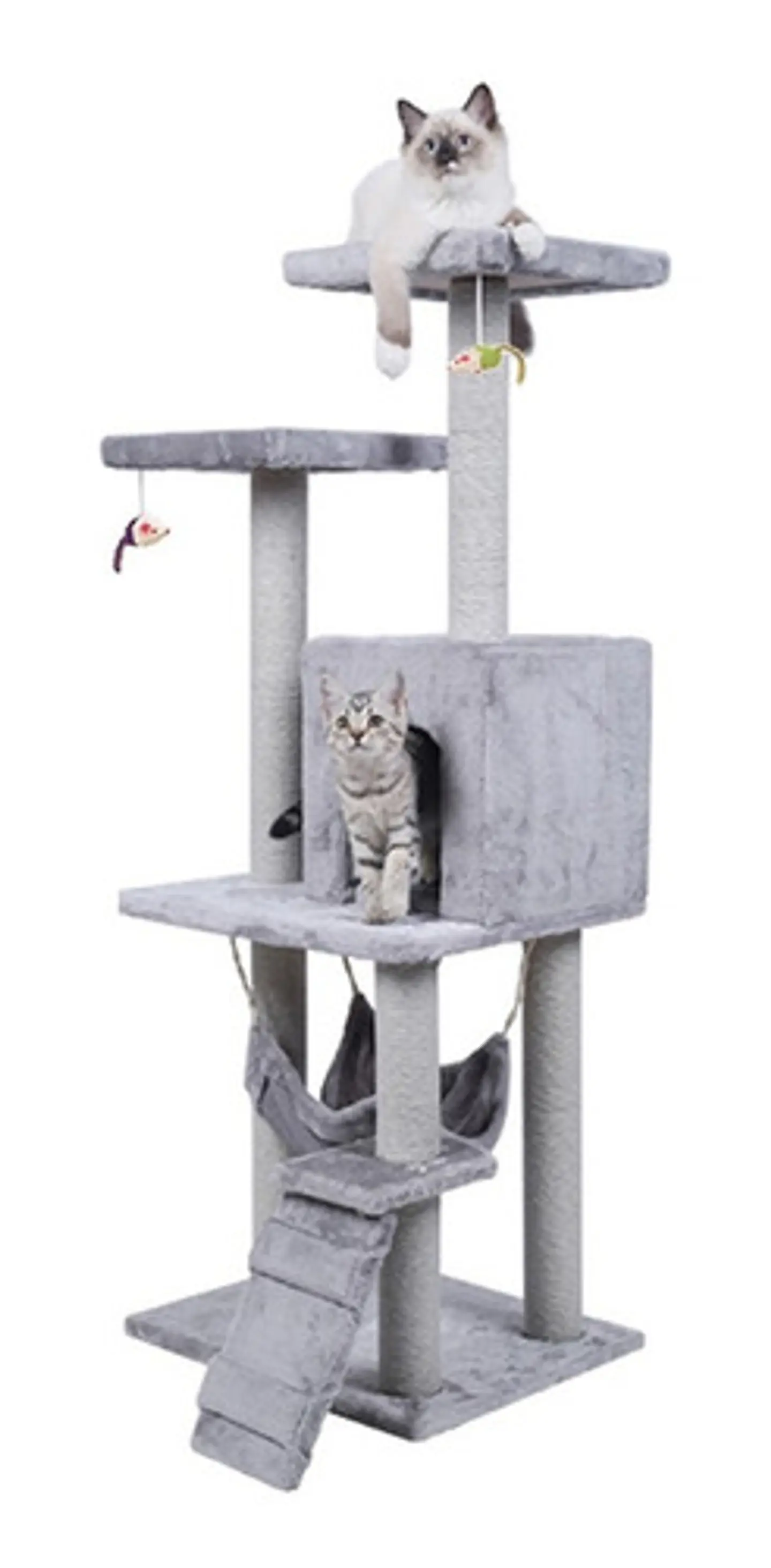 Rascador Torre Gato Arbol Trepador Terciopelo + Hamaca 3