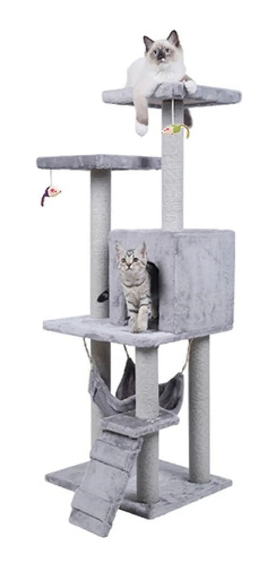 Rascador Torre Gato Arbol Trepador Terciopelo + Hamaca 3