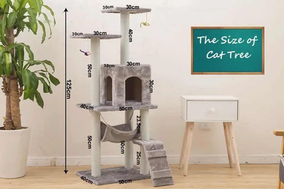 Rascador Torre Gato Arbol Trepador Terciopelo + Hamaca 4