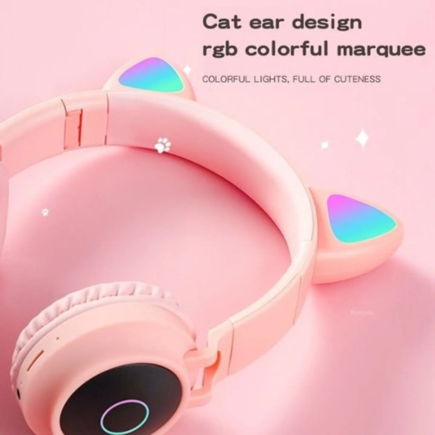 Audífonos Led Inalámbricos Ojeras Gato Bluetooh + Micrófono 3