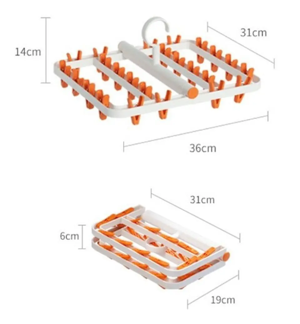 Pinzas Colgador Calcetín Ropa Interior 24 Clips Plegable 2