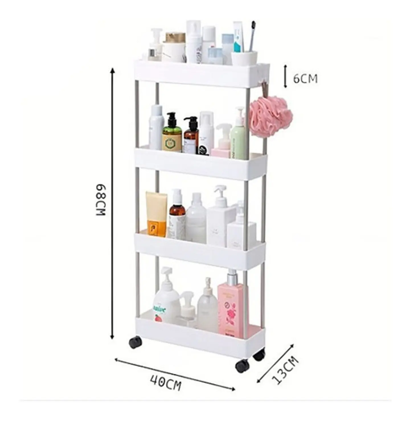 Estante Organizador Cocina Baño 40 X 13 X 68cm 4 Niveles 4