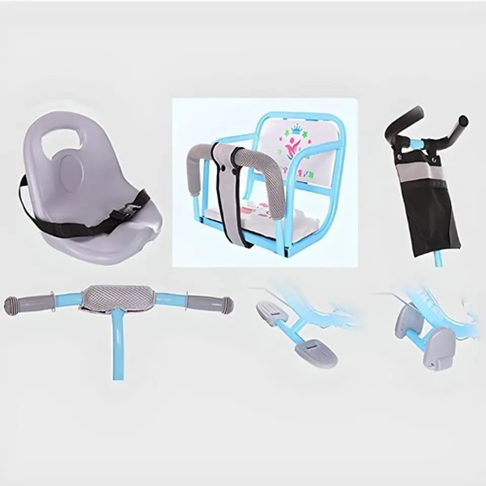 Triciclo Infantil Doble Asiento Paseador Cochecito 4 En 1 5