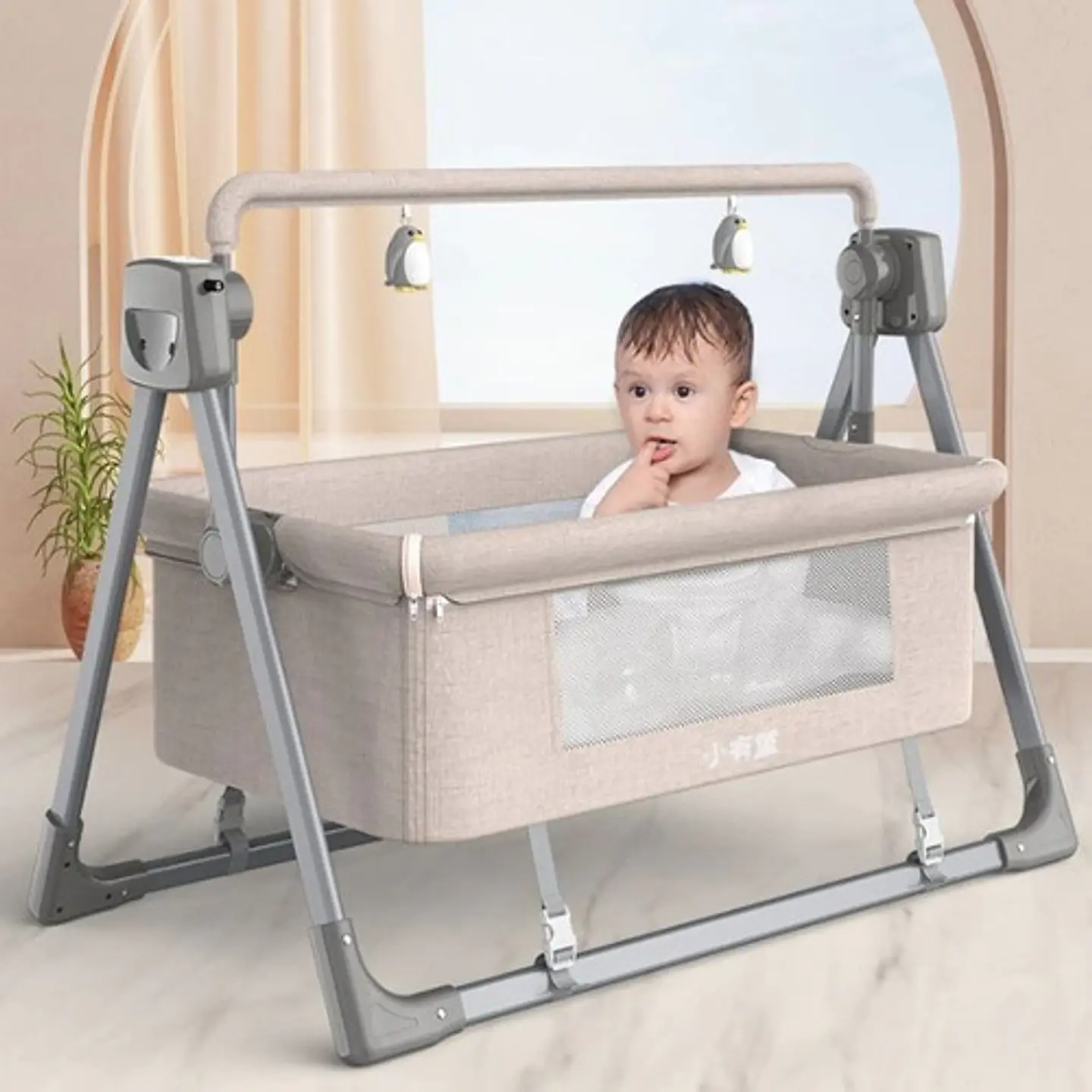 Cama Cuna Mecedora Eléctrica Para Bebé Portátil 12