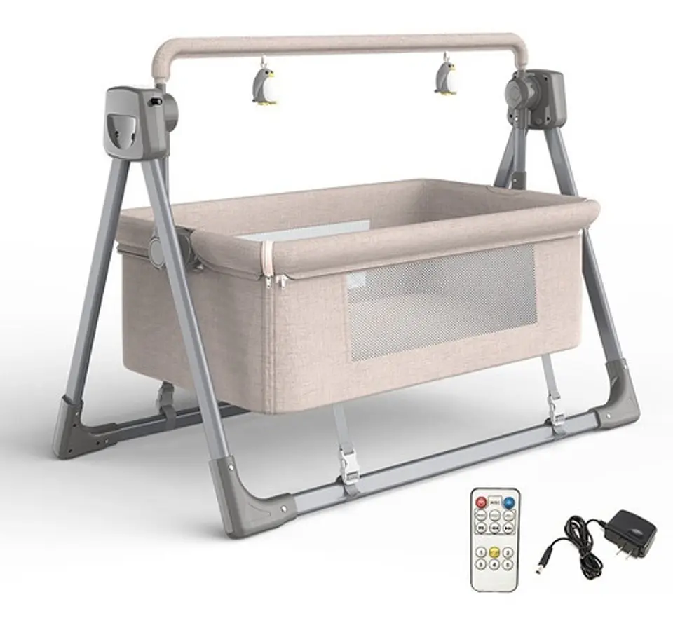 Cama Cuna Mecedora Eléctrica Para Bebé Portátil 17