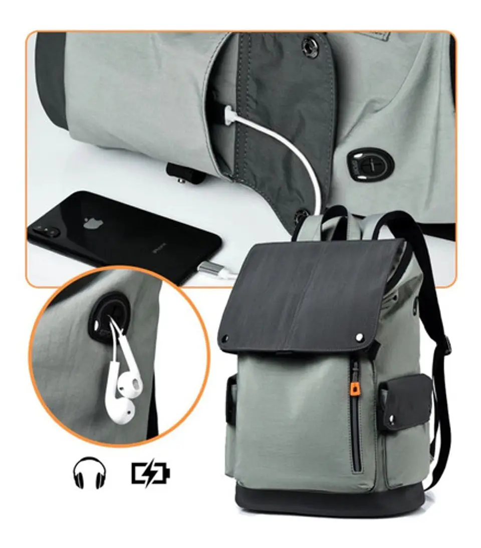 Mochila Notebook Impermeable 35 Litros Carga Usb Unisex 24