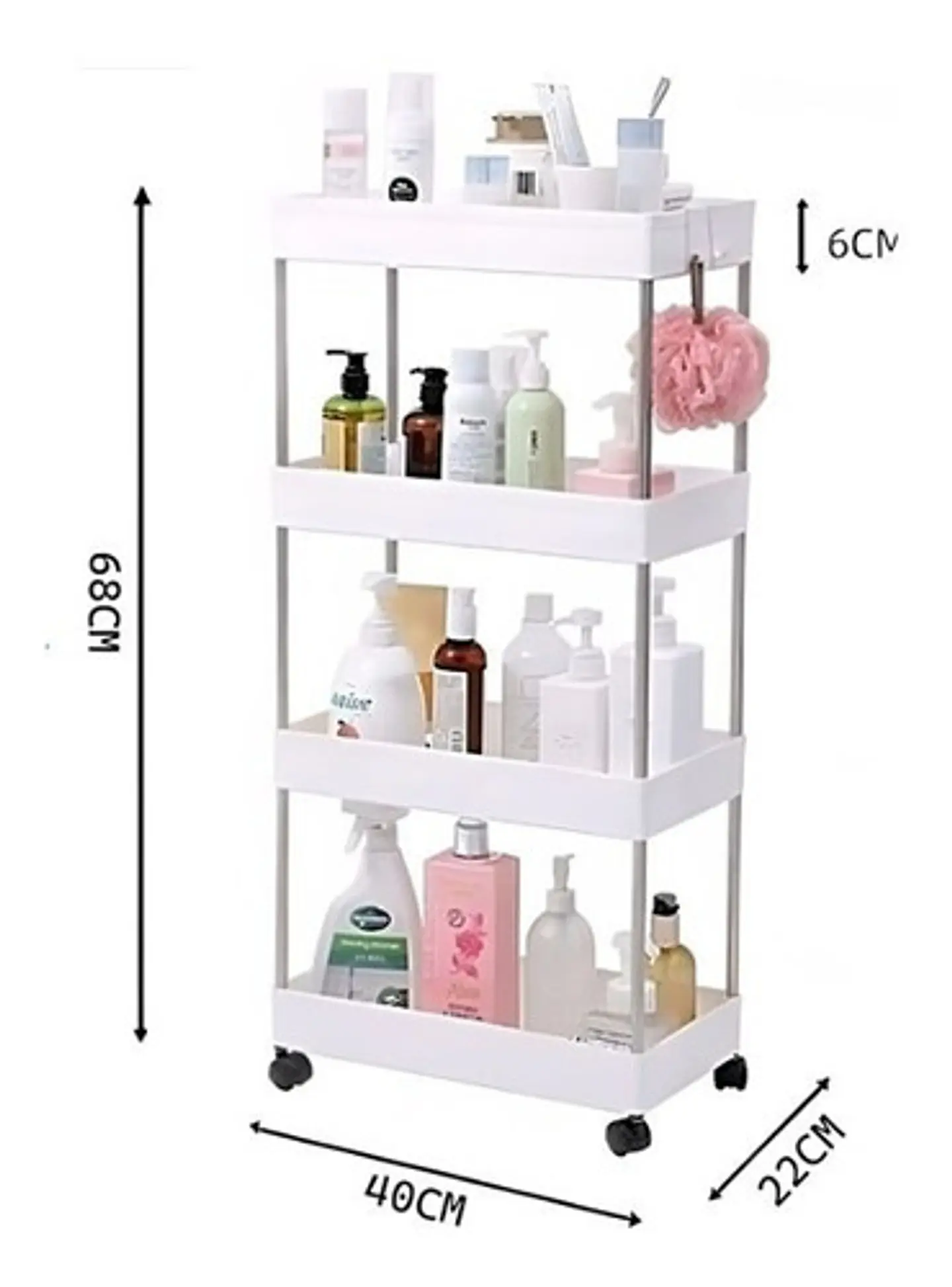 Estante Organizador Cocina Baño 40 X 22 X 68cm 4 Niveles 6