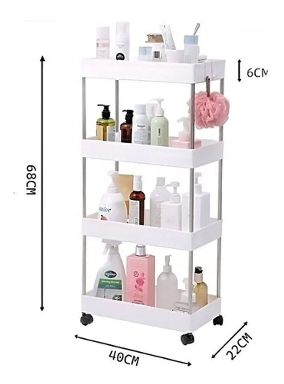 Estante Organizador Cocina Baño 40 X 22 X 68cm 4 Niveles 6