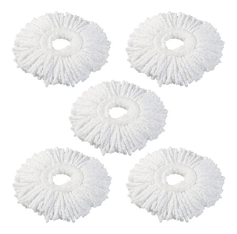 Pack 5 Repuestos Cabezal Mopa Giratoria 360 Trapeador Blanco