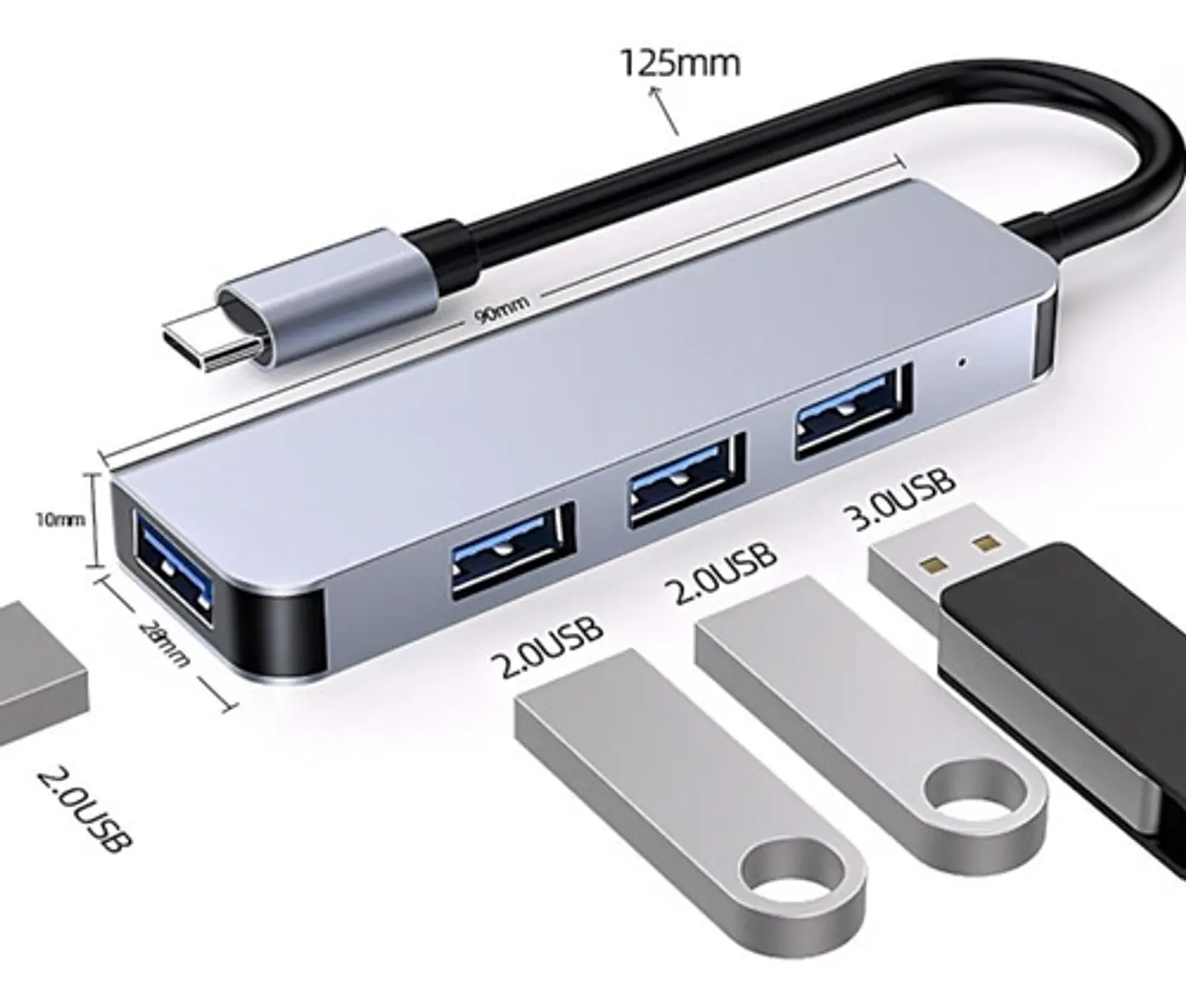 Expansión Adaptador Cable Tipo C Cargador Usb 4 Puertos  7