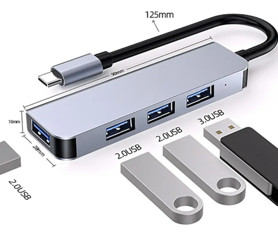 Expansión Adaptador Cable Tipo C Cargador Usb 4 Puertos  7