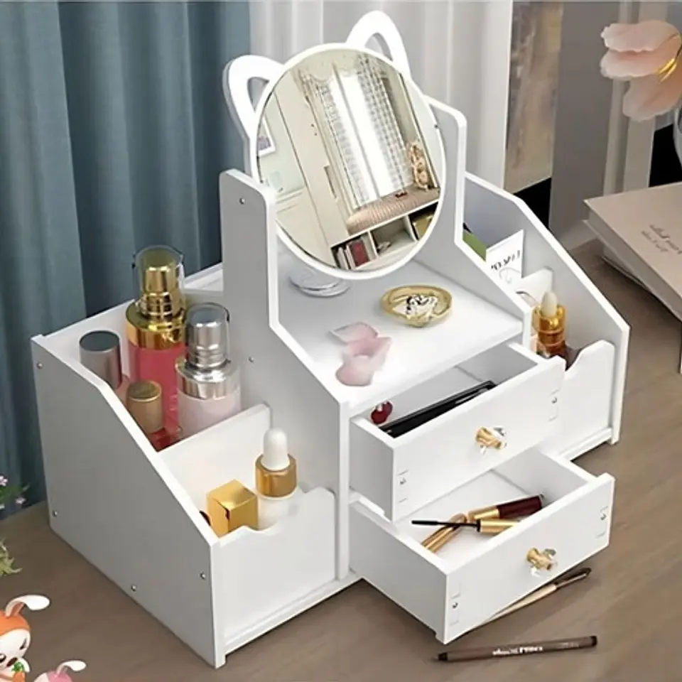 Cajón Con Espejo Y Repisa Organizadora De Joyero Cosméticos 2