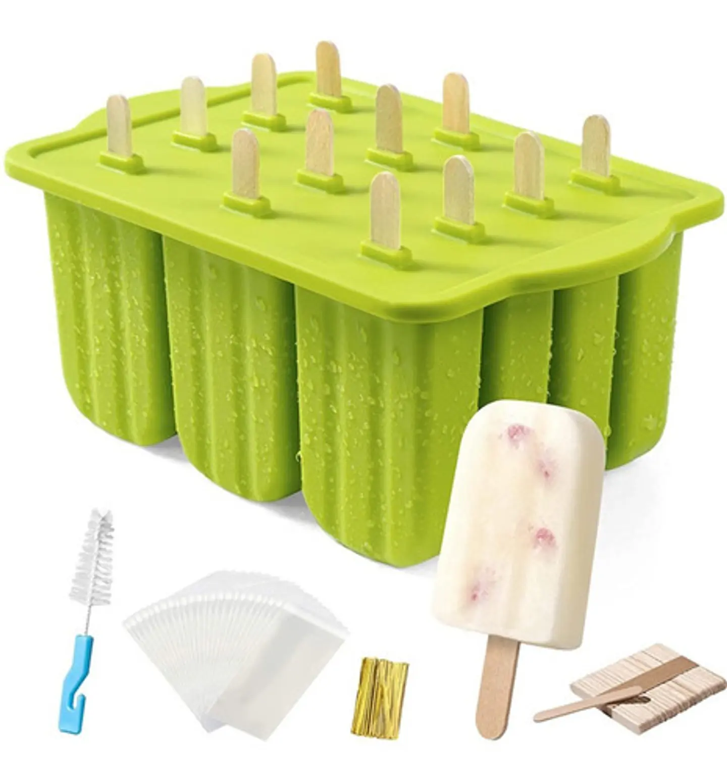 Molde Silicona De Helados Paleta + Accesorios Preparación 1