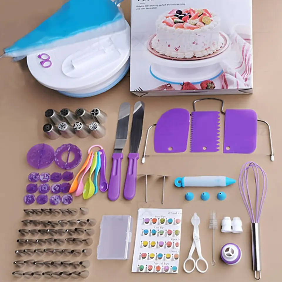 137 Accesorios Para Decorar Tortas Con Base Giratoria 360° 2