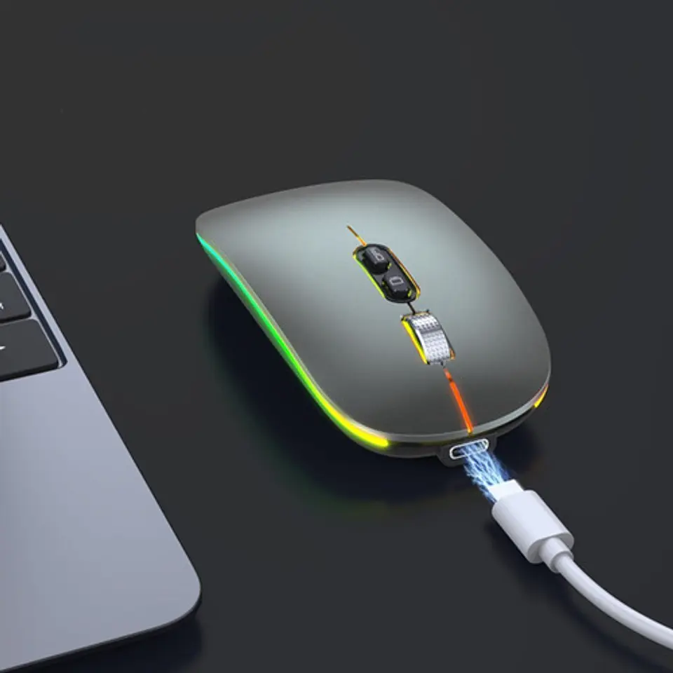 Mouse Delgado Escritorio Bluetooh Inalámbrico Led 1600 Dpi 4