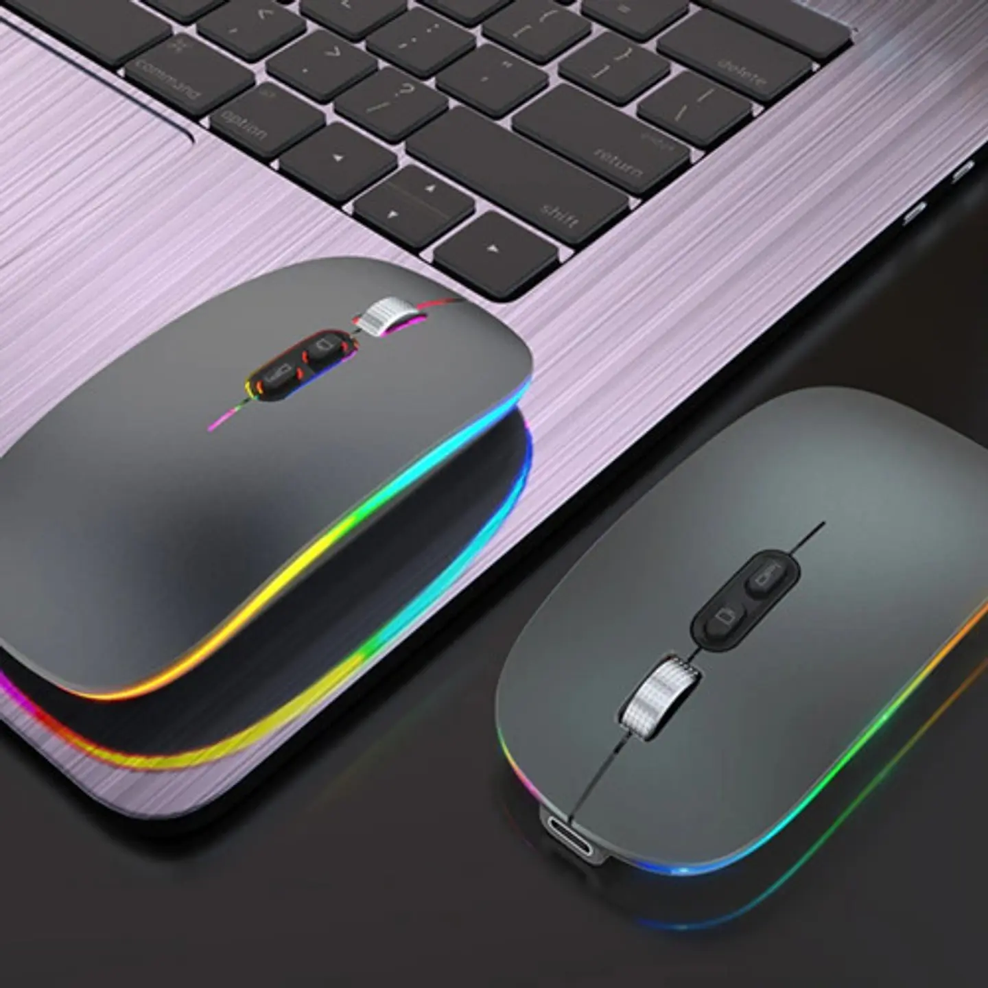 Mouse Delgado Escritorio Bluetooh Inalámbrico Led 1600 Dpi 5
