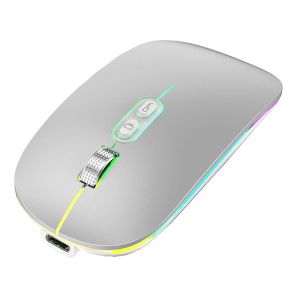 Mouse Delgado Escritorio Bluetooh Inalámbrico Led 1600 Dpi 8