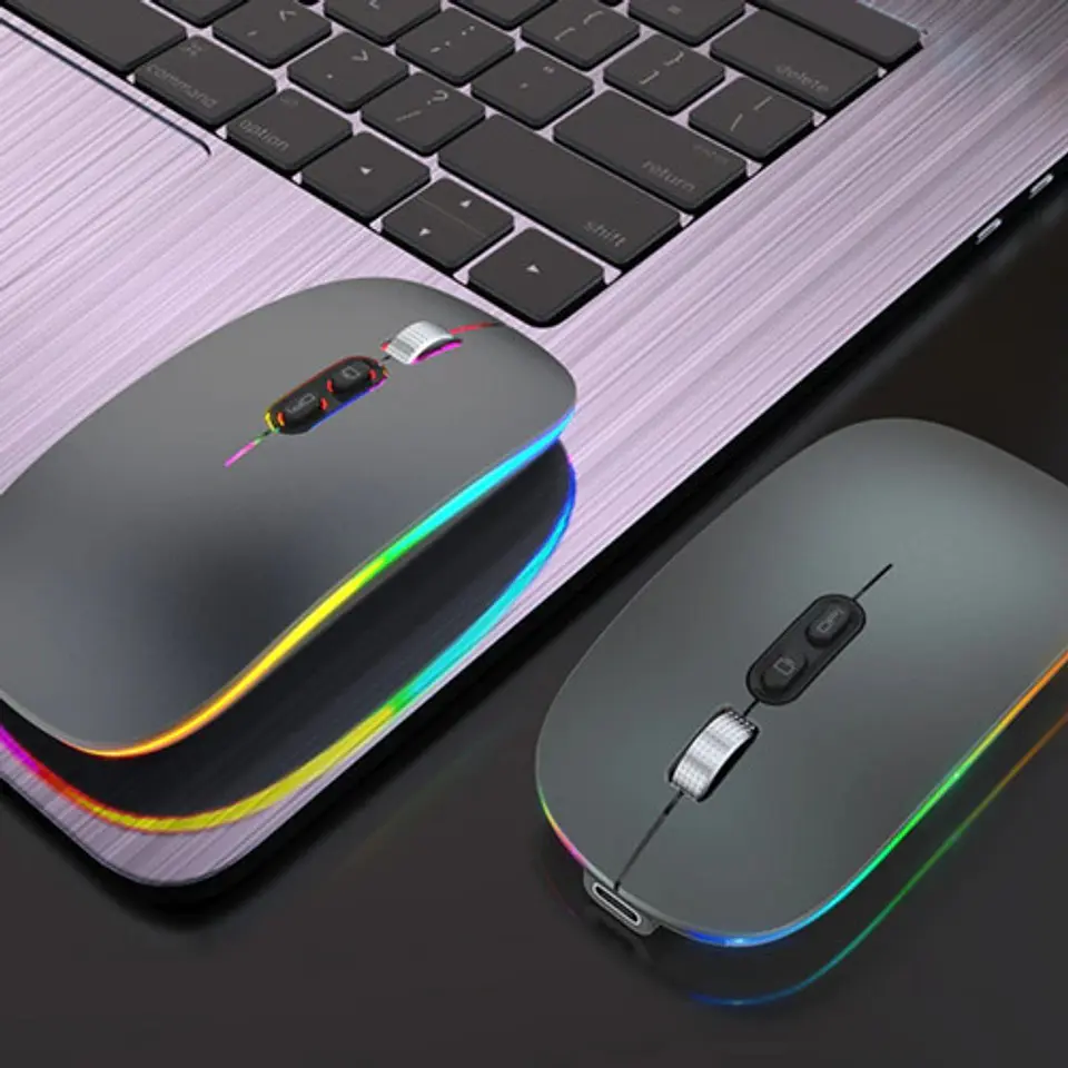 Mouse Delgado Escritorio Bluetooh Inalámbrico Led 1600 Dpi 19