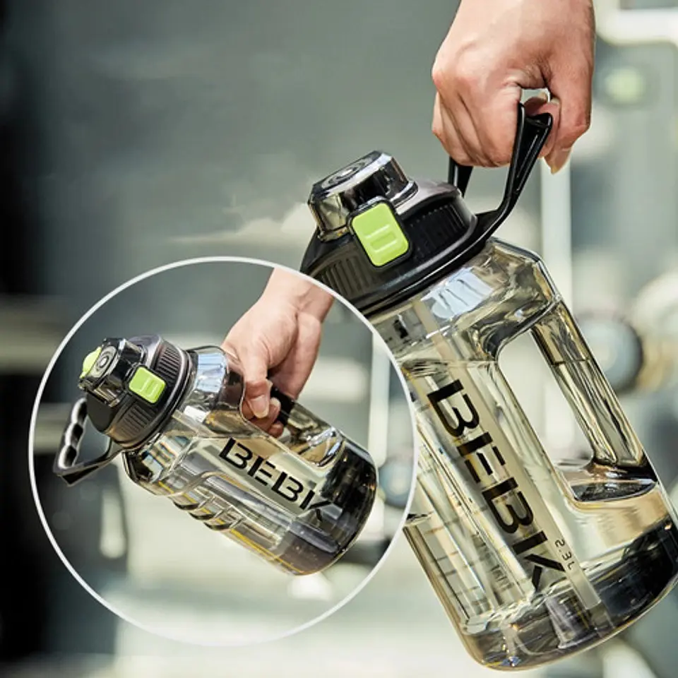 Botella De Agua Deportiva Gym Fitness + Pajita Unisex 2300ml 4