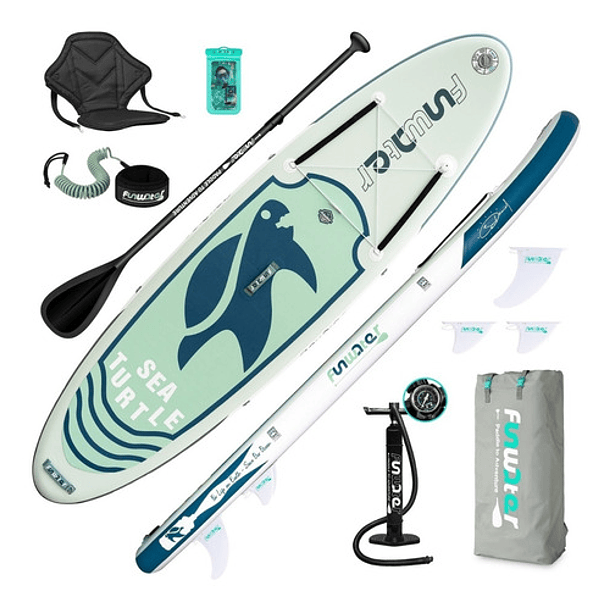 Juego de tabla de paddle surf hinchable fabricado en EVA y aluminio color  verde y blanco