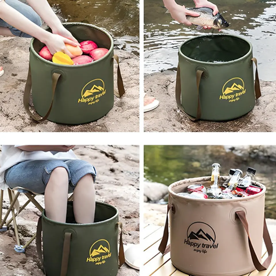 Balde Cubeta Hielera 20l Cerveza Camping Plegable Portátil 4