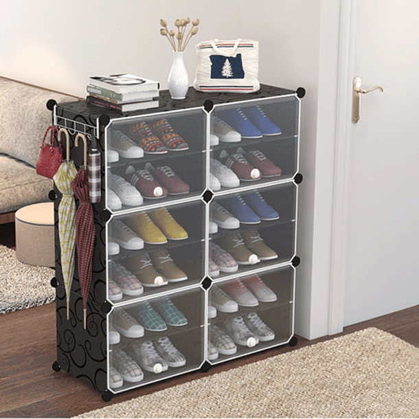 Zapatero de pie libre, zapatero de plástico simple de tres pisos, caja de  zapatos de alta capacidad, estante de almacenamiento para el hogar (color 