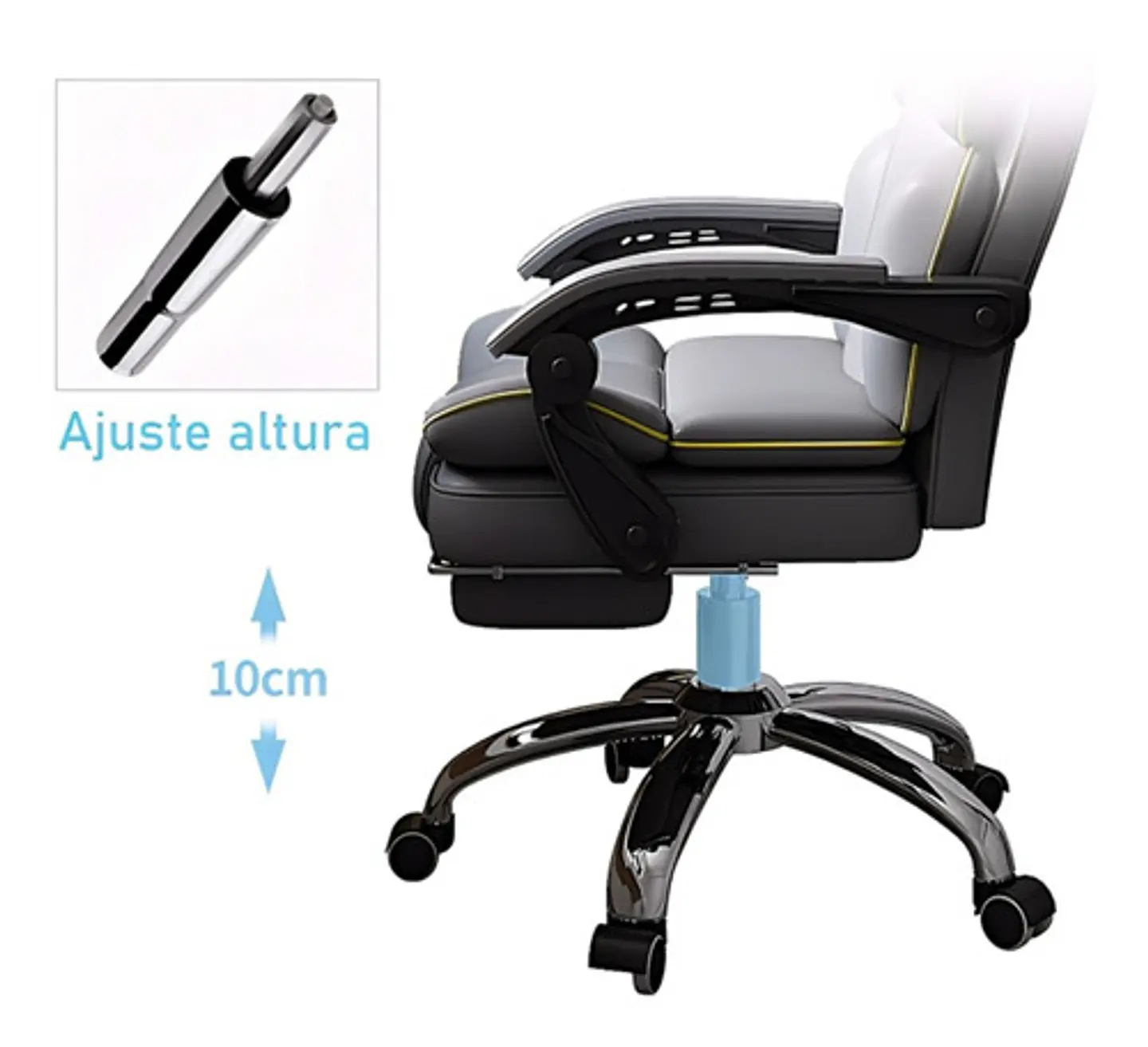 Silla Pc Negra Sillón Regulable Ejecutiva Oficina Escritorio 5