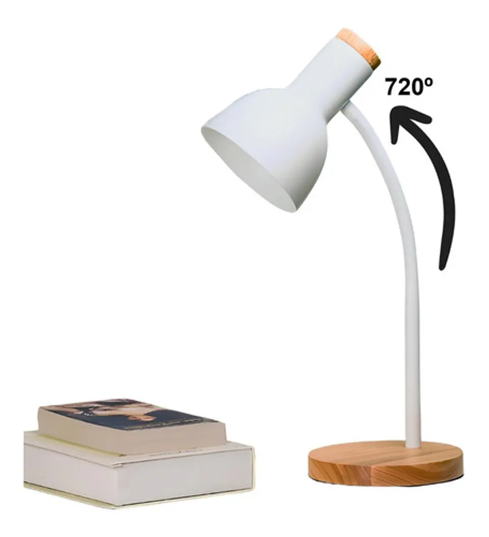 Lámpara Ajustable Usb Escritorio Dormitorio Soporte Madera 5