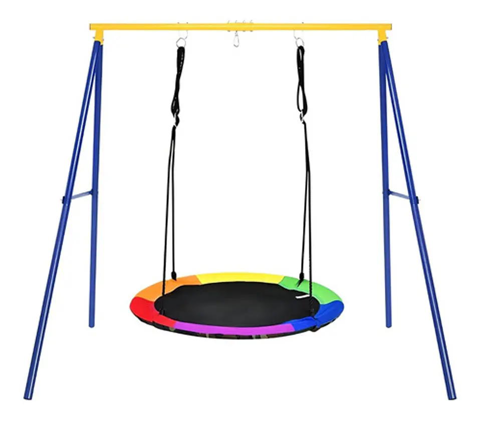 Columpio Redondo Multicolor Infantil Colgante Para Exterior  4