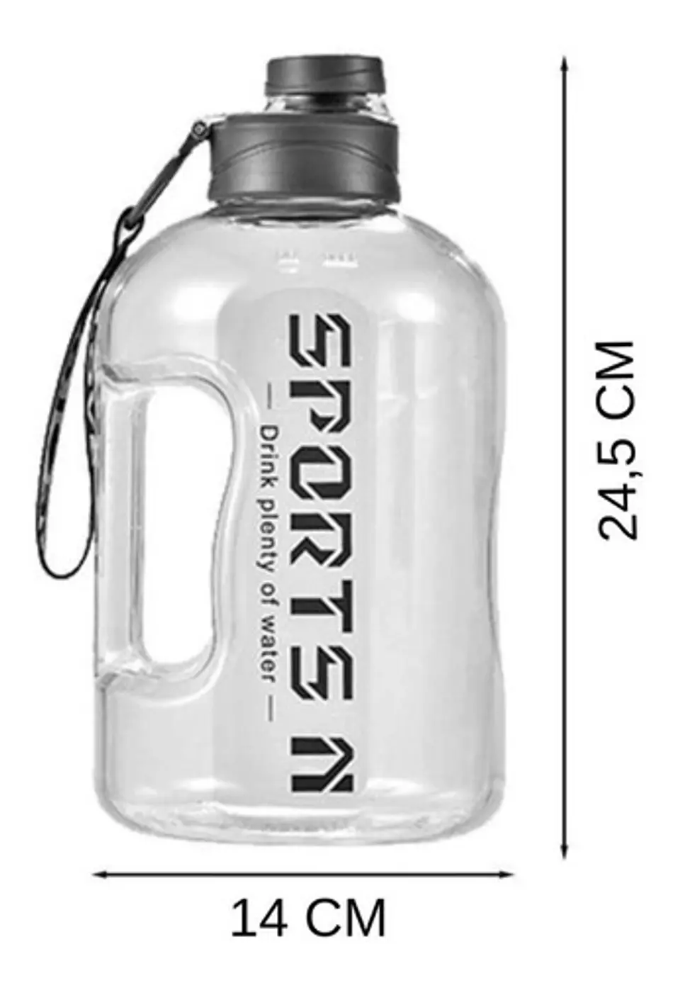 Botella De Agua Transparente Gym Fitness - Unisex 2700ml 6