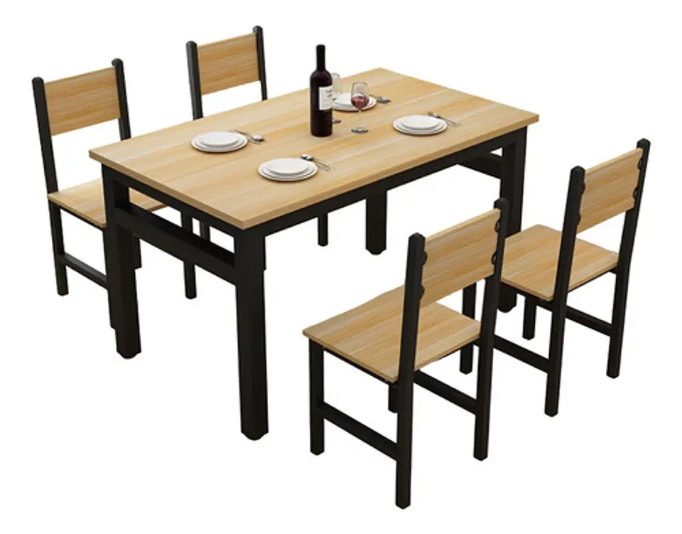 Juego De Comedor Mesa 120x60 Cm Con 4 Sillas 1