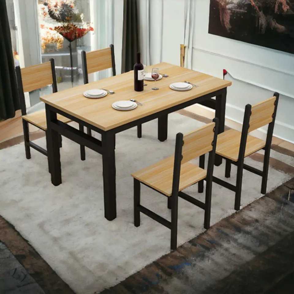 Juego De Comedor Mesa 120x60 Cm Con 4 Sillas 2