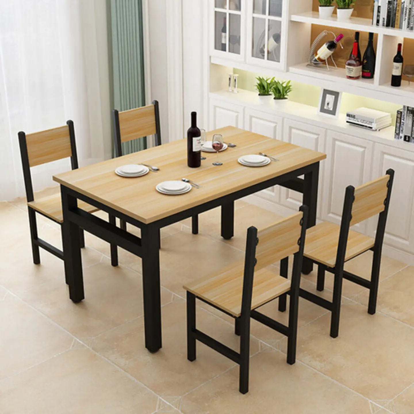 Juego De Comedor Mesa 120x60 Cm Con 4 Sillas 3