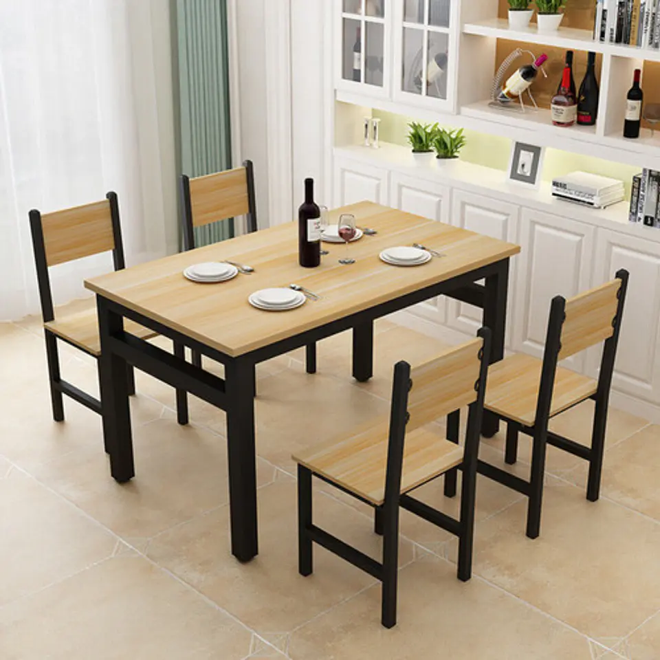 Juego De Comedor Mesa 120x60 Cm Con 4 Sillas 3