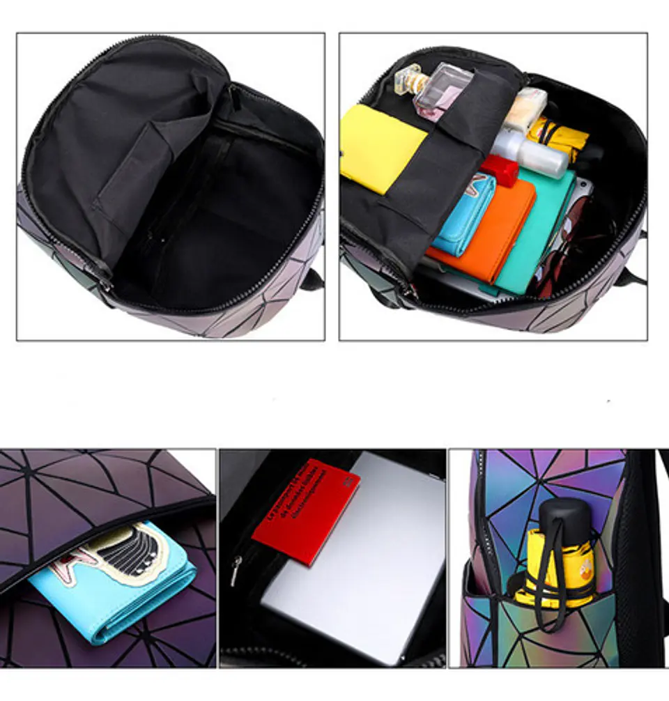 Mochila Rhombus Luminoso Coreana Para Estudiantes Unisex  4