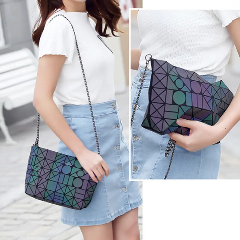 Set 3 Piezas Bolso Luminoso Cartera Monedero Neceser Mujer 2