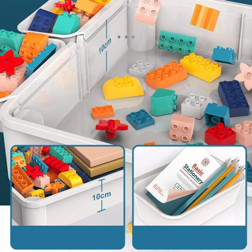 Mesa De Actividades Infantil Con Silla + 300 Bloques De Juego 8