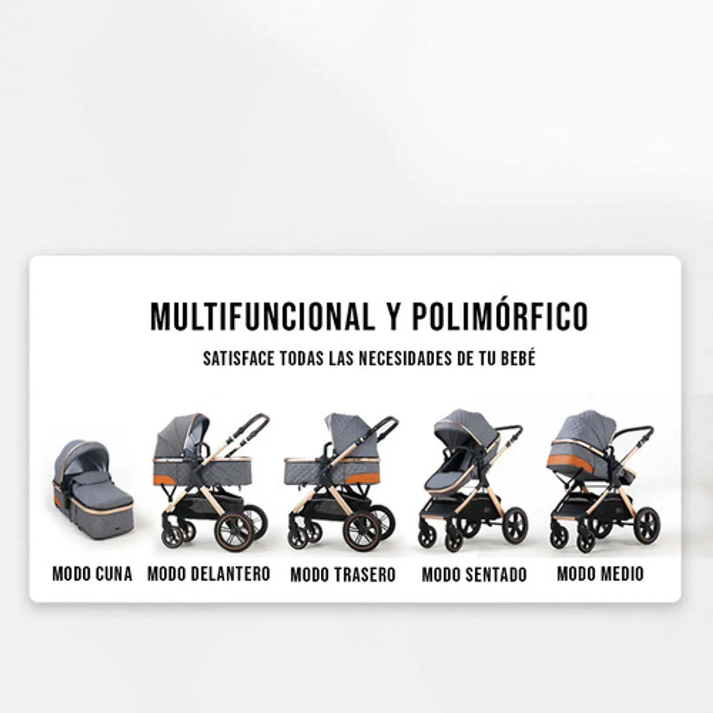 Coche Cuna Accesorios Bebé 5 En 1 Plegable Multifuncional 4