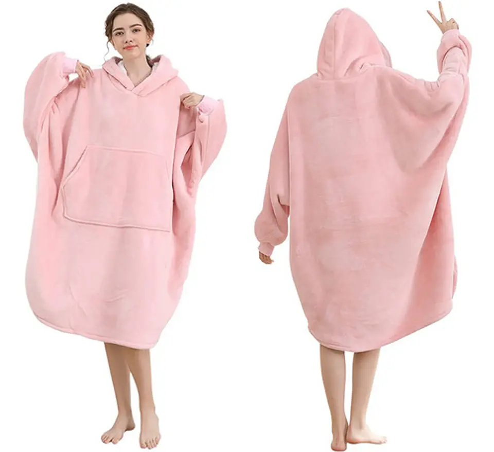 Manta Unisex Tipo Polerón Con Capucha Estilo Sherpa 120cm 1
