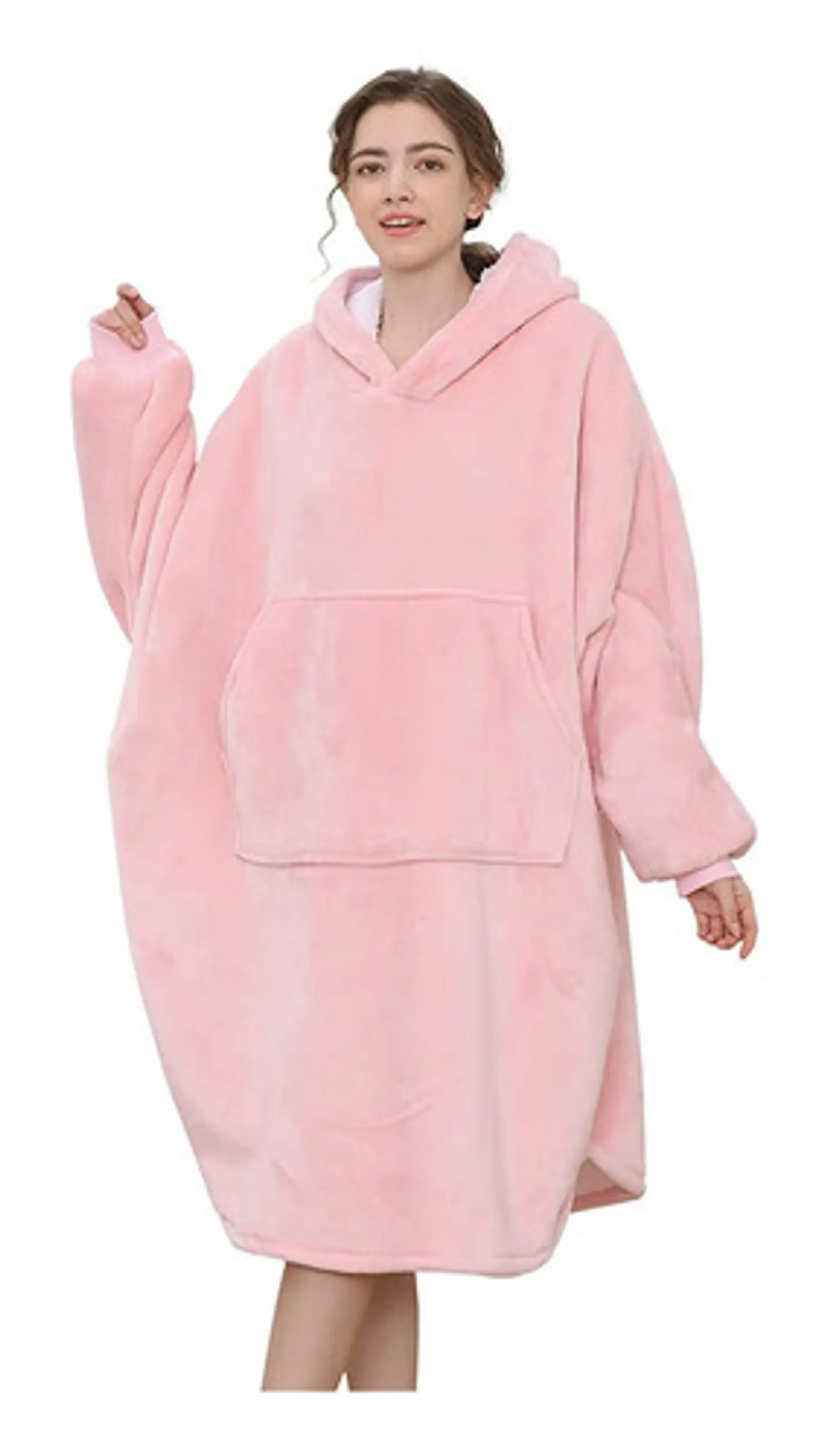 Manta Unisex Tipo Polerón Con Capucha Estilo Sherpa 120cm 2