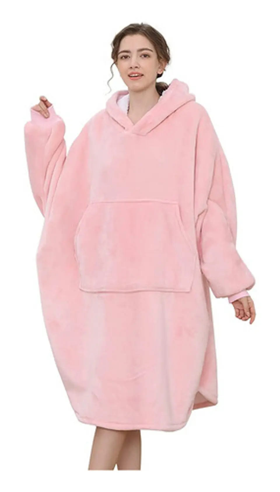 Manta Unisex Tipo Polerón Con Capucha Estilo Sherpa 120cm 2