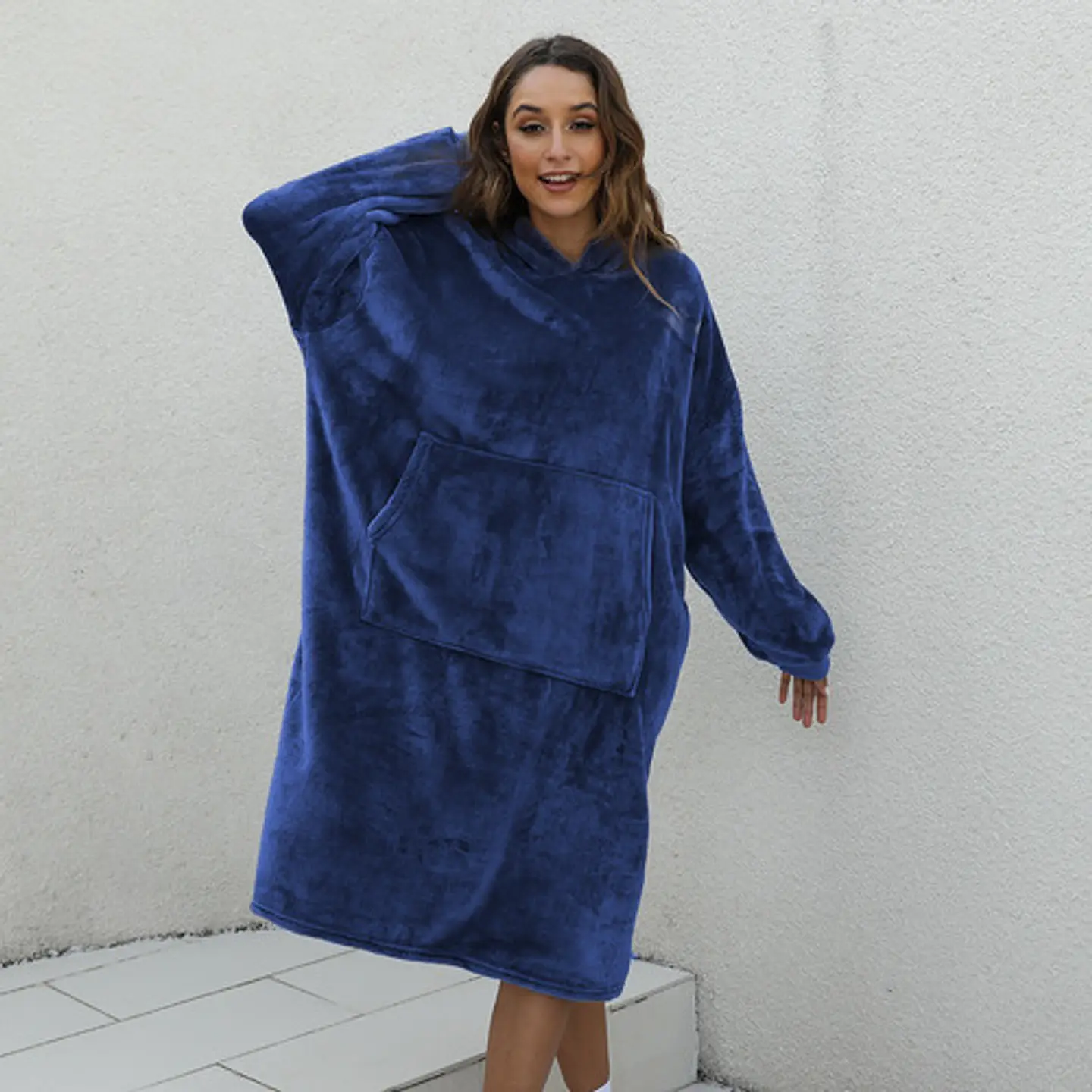 Manta Unisex Tipo Polerón Con Capucha Estilo Sherpa 120cm 6