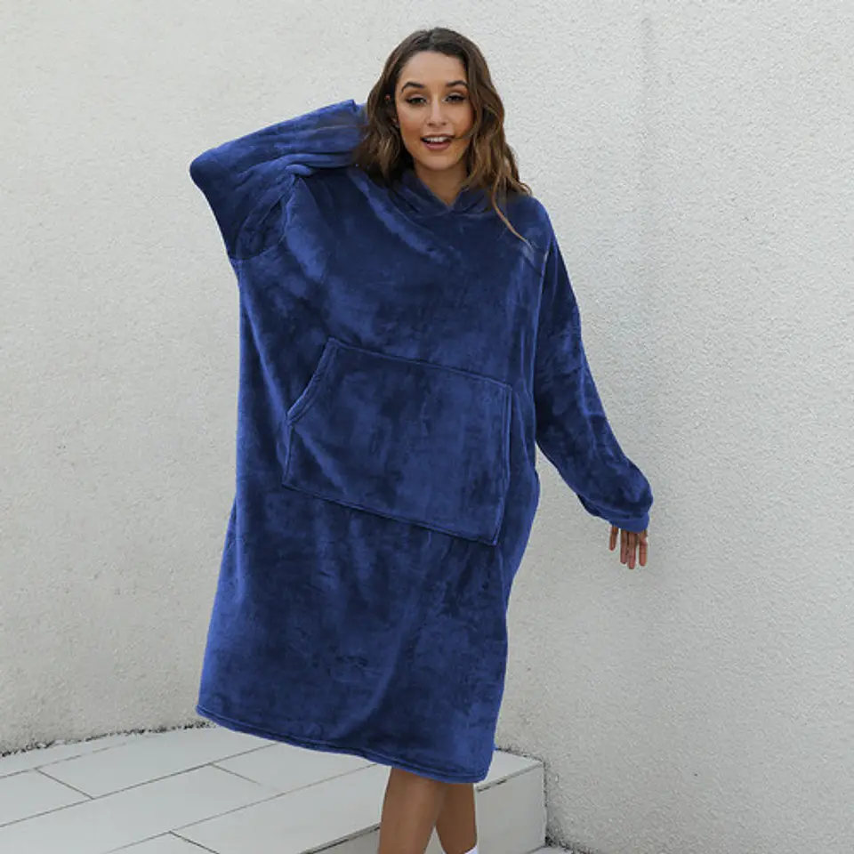 Manta Unisex Tipo Polerón Con Capucha Estilo Sherpa 120cm 6